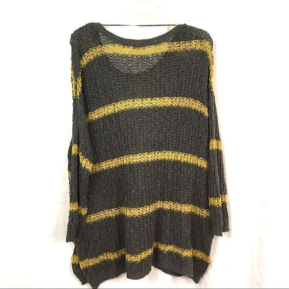 Free People Greenwhich Village Striped Oversized Cotton Knit Sweater Size XS - Picture 5 of 7
